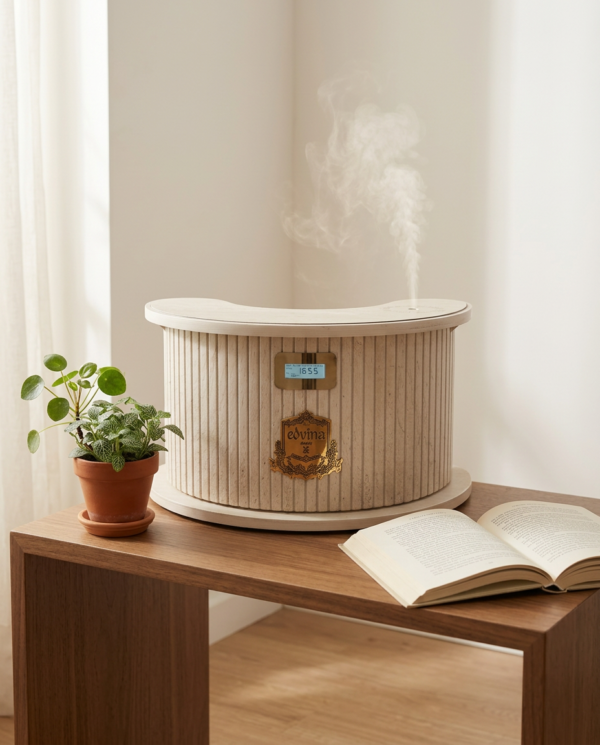 C Şekil Lambiri Desen Koku Makinesi — Beyaz, LED Ekranlı, Bluetooth